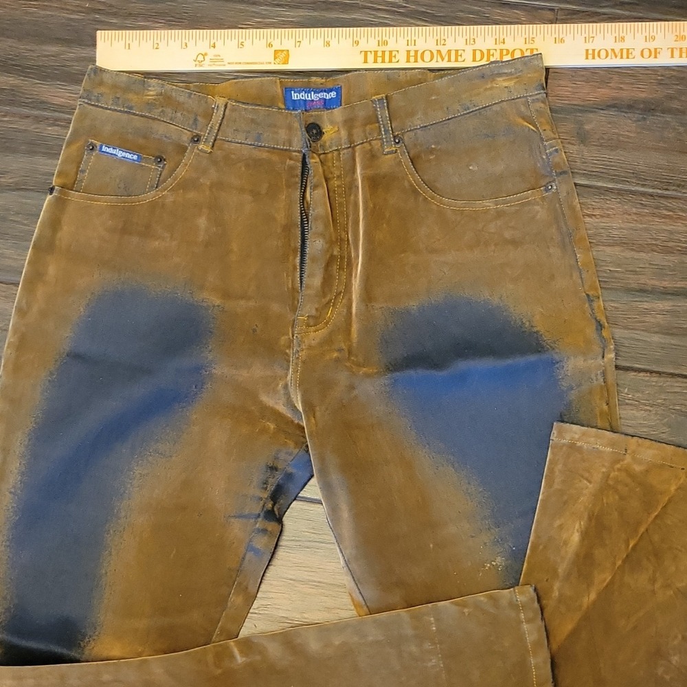 Indulgence Women's Straight Leg Denim Jeans Brown/Blue Colorblock MidRise 15 105